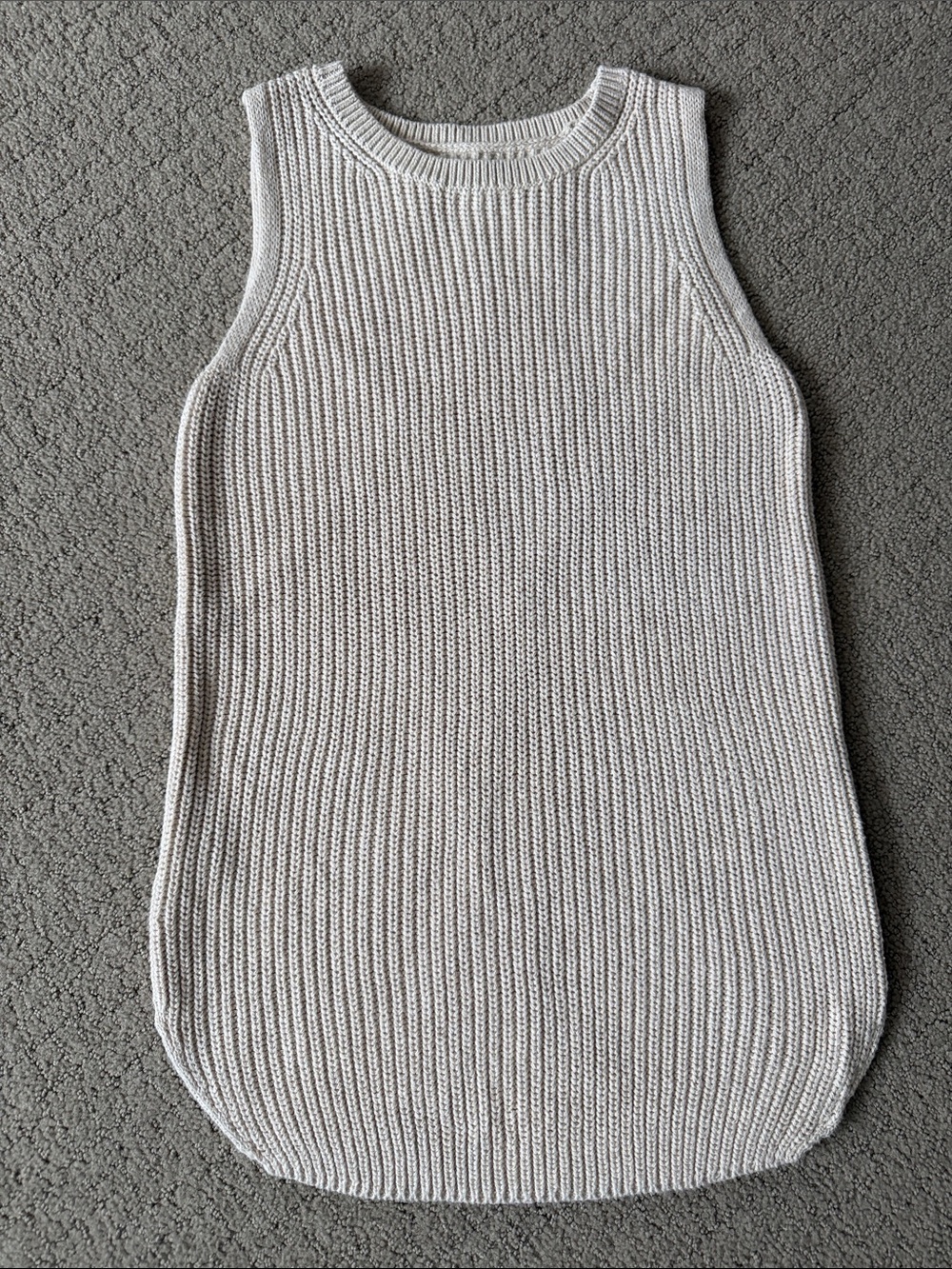 LOFT Soft Cream Ribbed Sleeveless Crewneck Tank